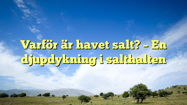 Varför är havet salt? – En djupdykning i salthalten